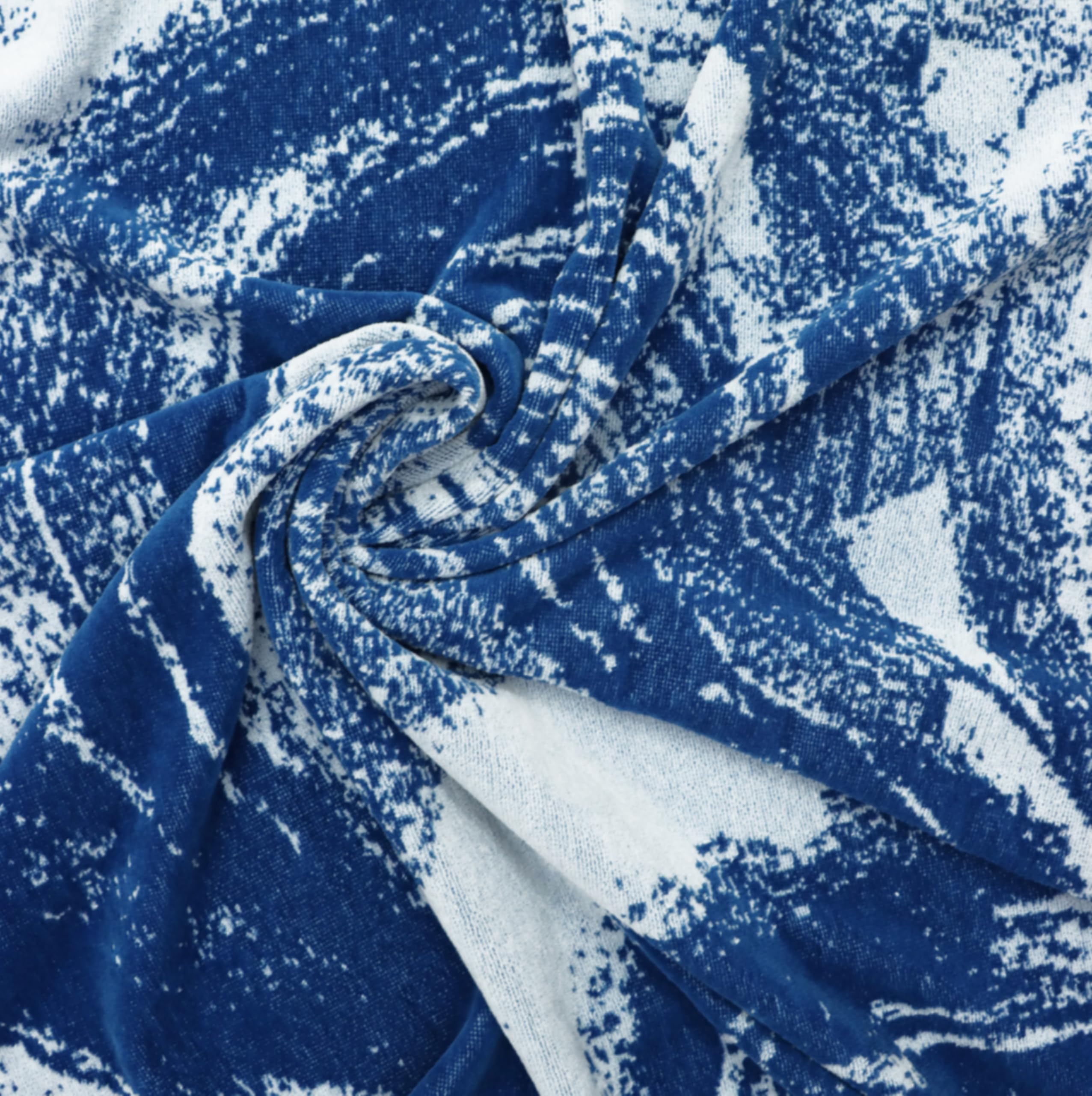 COTTON CRAFT Ombre Stripe Extra Wide Beach Towel for Two - 58x68 - Pure Cotton - Double Woven Jacquard Thick Plush Super Soft Luxurious Velour Pile - Pool Picnic Bath - 450 GSM - Blue