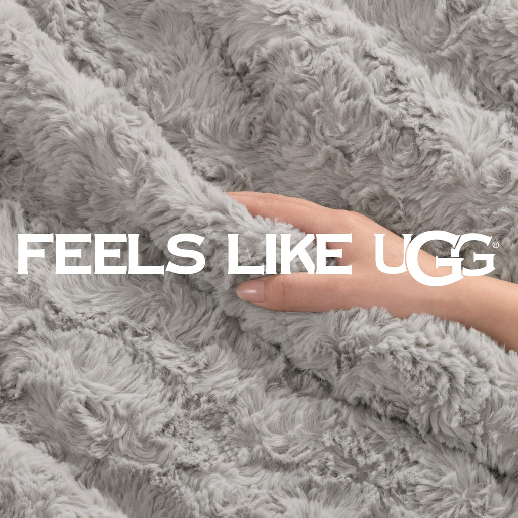 UGG Adalee Faux Fur Twin Size Blanket, Warm Cozy Blanket, Extra Large Throw for Sofa, Washable Bedding for Twin XL Size Bed, Cute Room Decor, 66" x 90", Oyster Brown