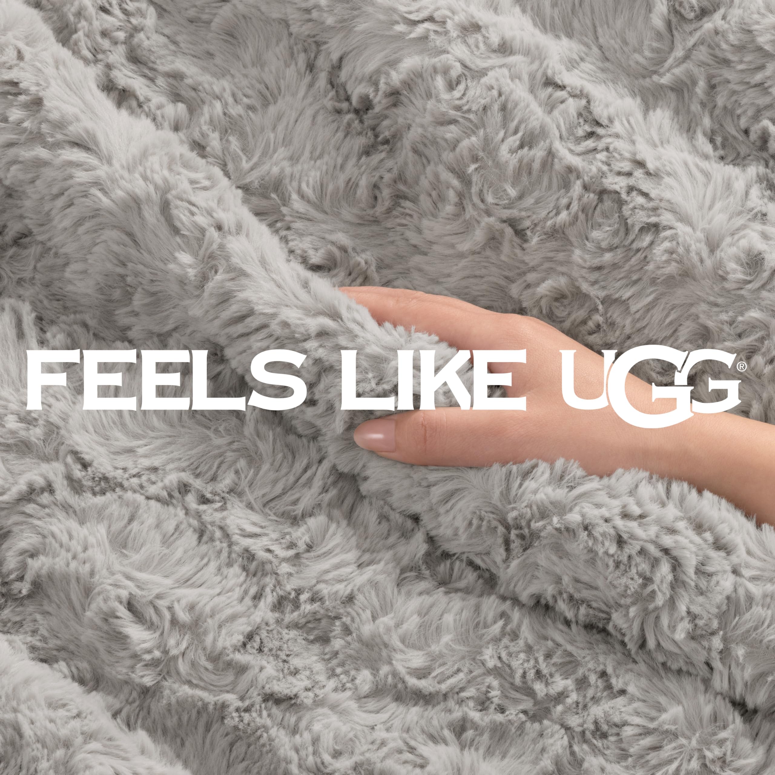 UGG Adalee Faux Fur Twin Size Blanket, Warm Cozy Blanket, Extra Large Throw for Sofa, Washable Bedding for Twin XL Size Bed, Cute Room Decor, 66" x 90", Oyster Brown