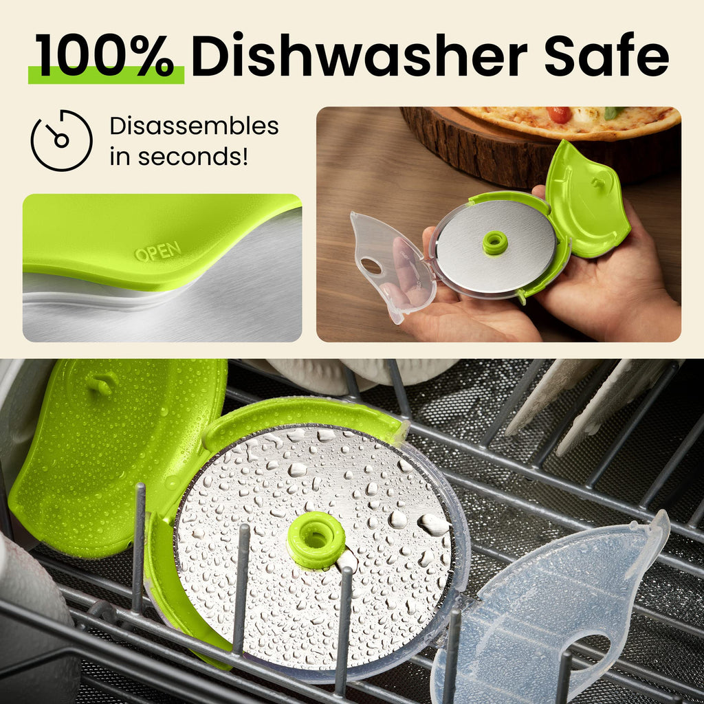 Kitchy Pizza Cutter Wheel with Protective Blade Cover, Ergonomic Pizza Slicer (Blue)