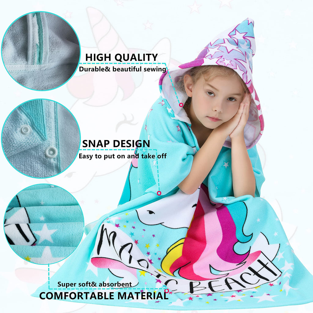 Soft Microfiber Swim Cover-ups for 3 to 10 Years Old Kids Hooded Bath Beach Poncho Towels (Alligator, Fits 3-10 Years)