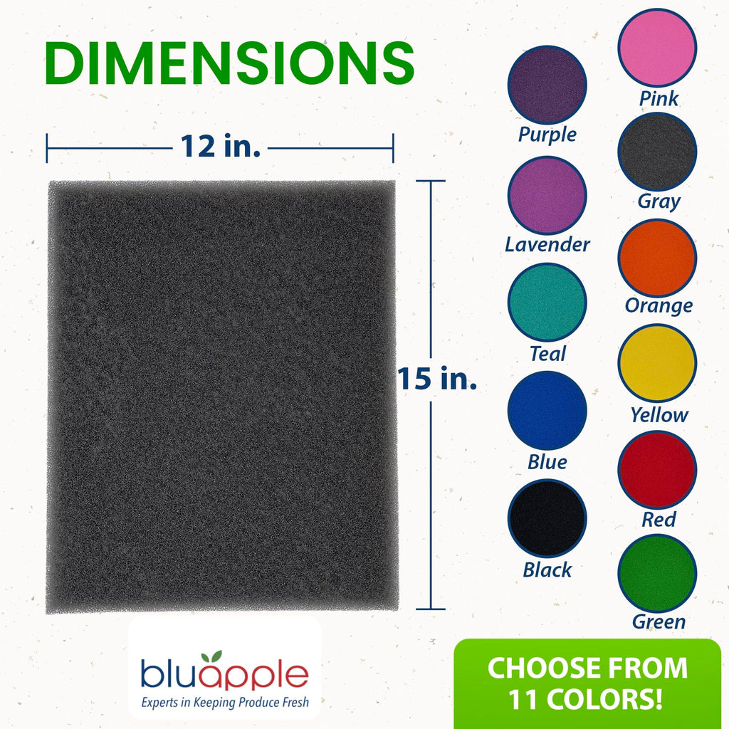Bluapple FreshMats, Refrigerator Bin Liner, Fridge Drawer Mats, Crisper Life Extender Liner Keeps Produce Fresh Longer, Anti-Bruising, for Air Circulation, Washable & Reusable (4-Mats, 12x15, Black)