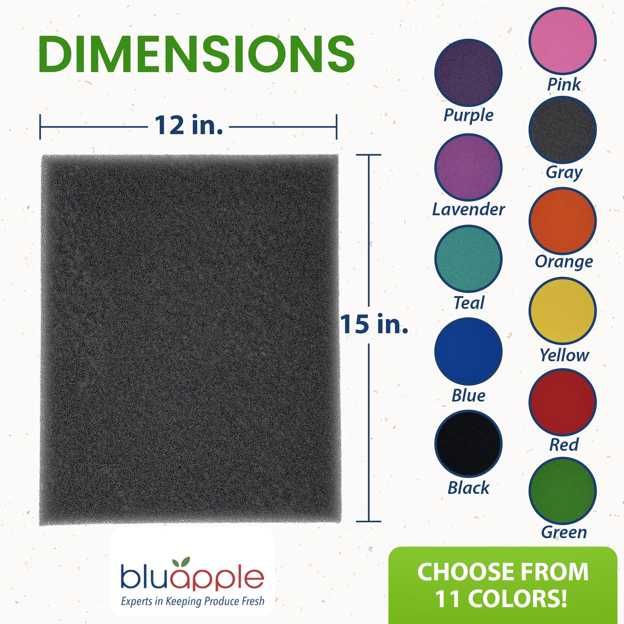 Bluapple FreshMats, Refrigerator Bin Liner, Fridge Drawer Mats, Crisper Life Extender Liner Keeps Produce Fresh Longer, Anti-Bruising, for Air Circulation, Washable & Reusable (4-Mats, 12x15, Black)