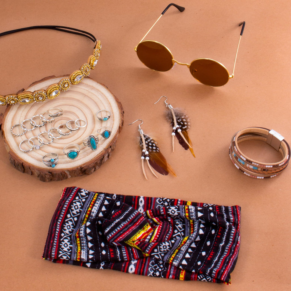 FEYIR 60s 70s Outfit for Women Hippy Accessories Fringe Hippie Vest Clothes for Halloween Disco Party Hippie Costume Set