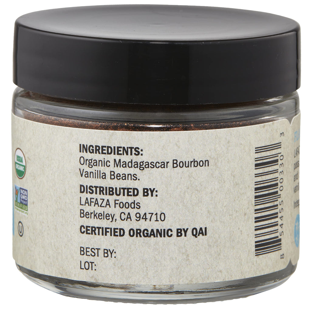 Lafaza Organic Madagascar Bourbon Pure Ground Vanilla Bean Powder, 1oz