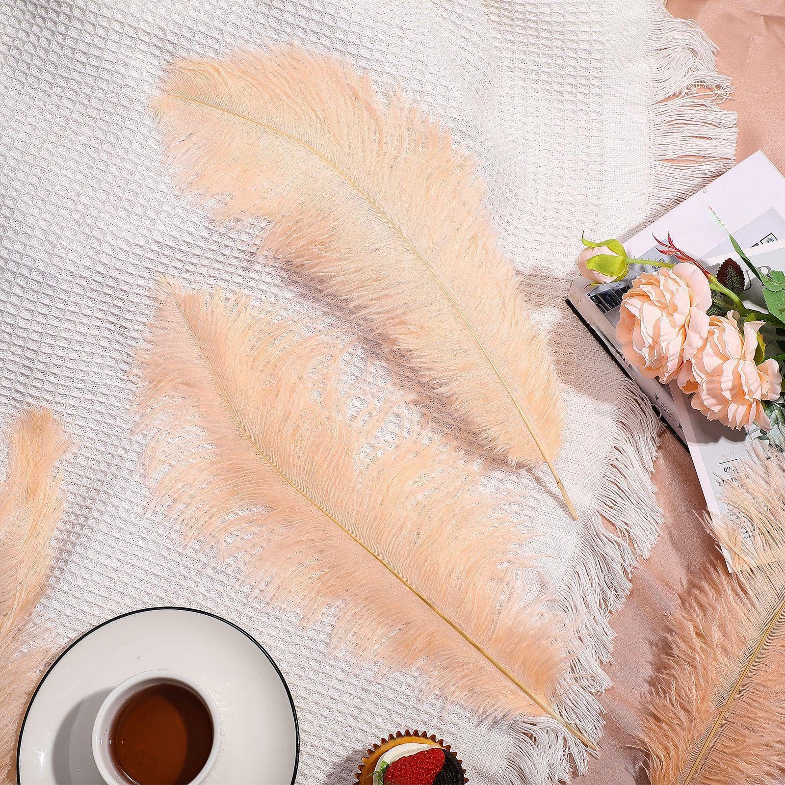 Retrowavy 50 Pcs 14-16 Inches Large Natural Ostrich Feathers Bulk for Centerpieces for Wedding Party Centerpieces Home Decoration Flower Arrangement (Black)
