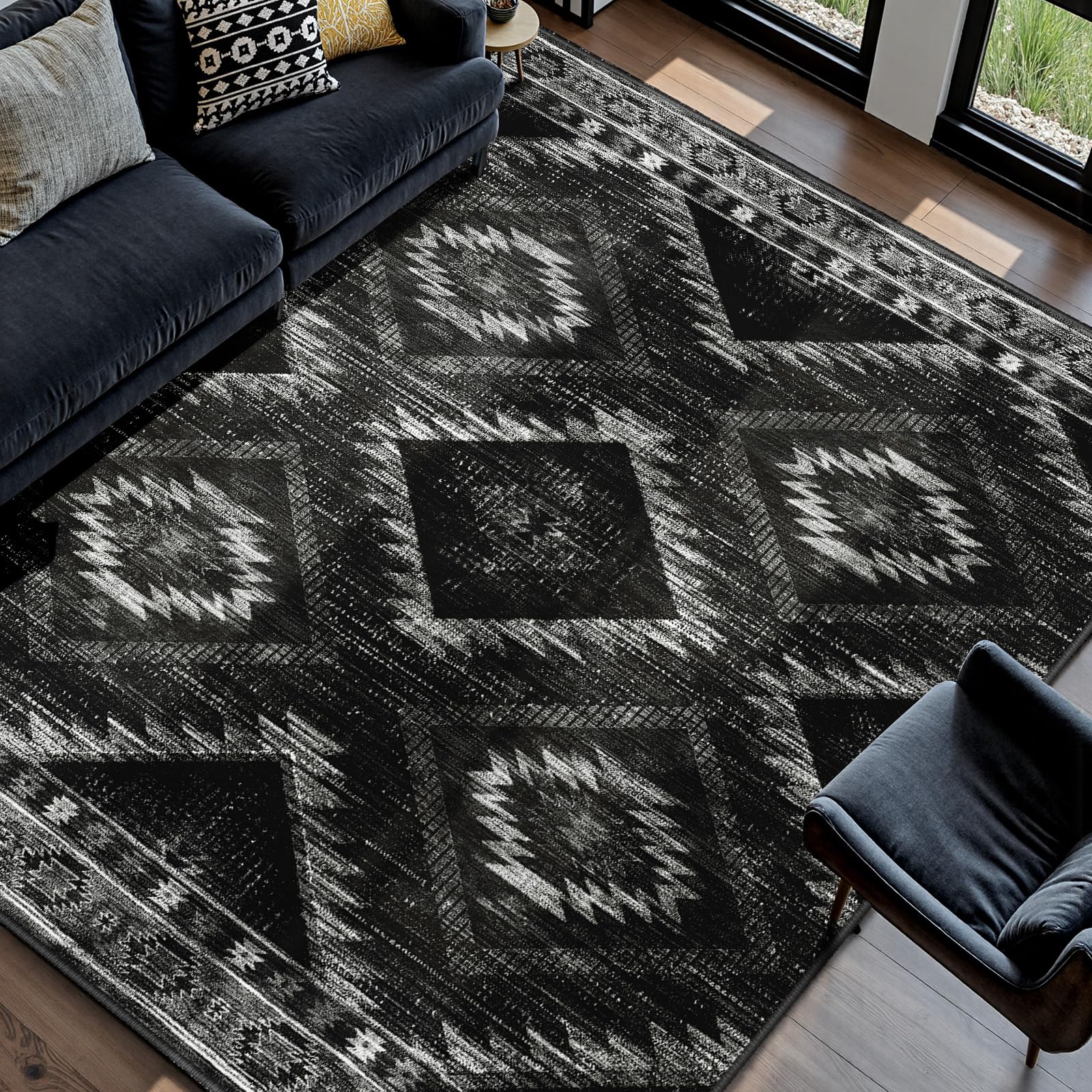 BESTSWEETIE Area Rug 2x3 Rug Machine Washable Non-Slip Low Pile Print Pattern Western Rug for Living Room Bedroom Entryway Tribal Series-Abstract/Cowhide