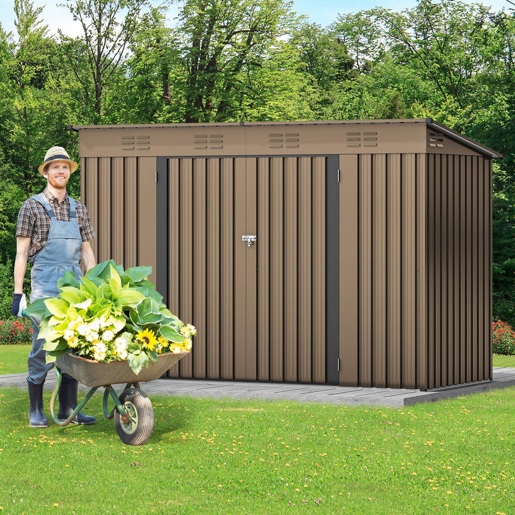 DWVO 6x4ft Outdoor Storage Shed, Lockable Metal Tool Storage Sheds, Waterproof Garden Sheds with Vents for Backyard, Patio, Garage, Lawn, Dark Gray