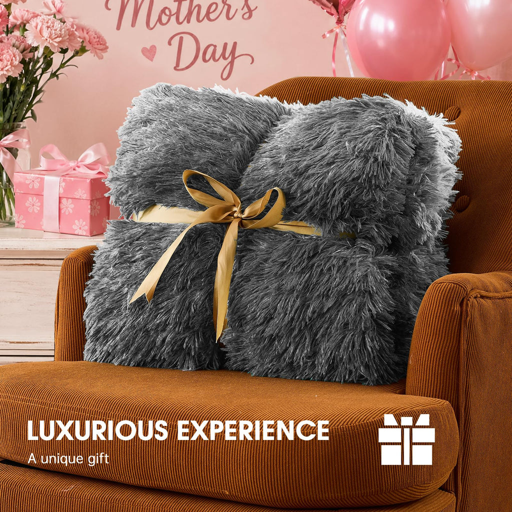 Heated Electric Blanket Queen–Faux Fur with Soft Thick SherpaWarm Winter Birthday Gifts for Women Grandma,Dual Control,10 Heat Settings,5 Time Settings, 84x90, Beige