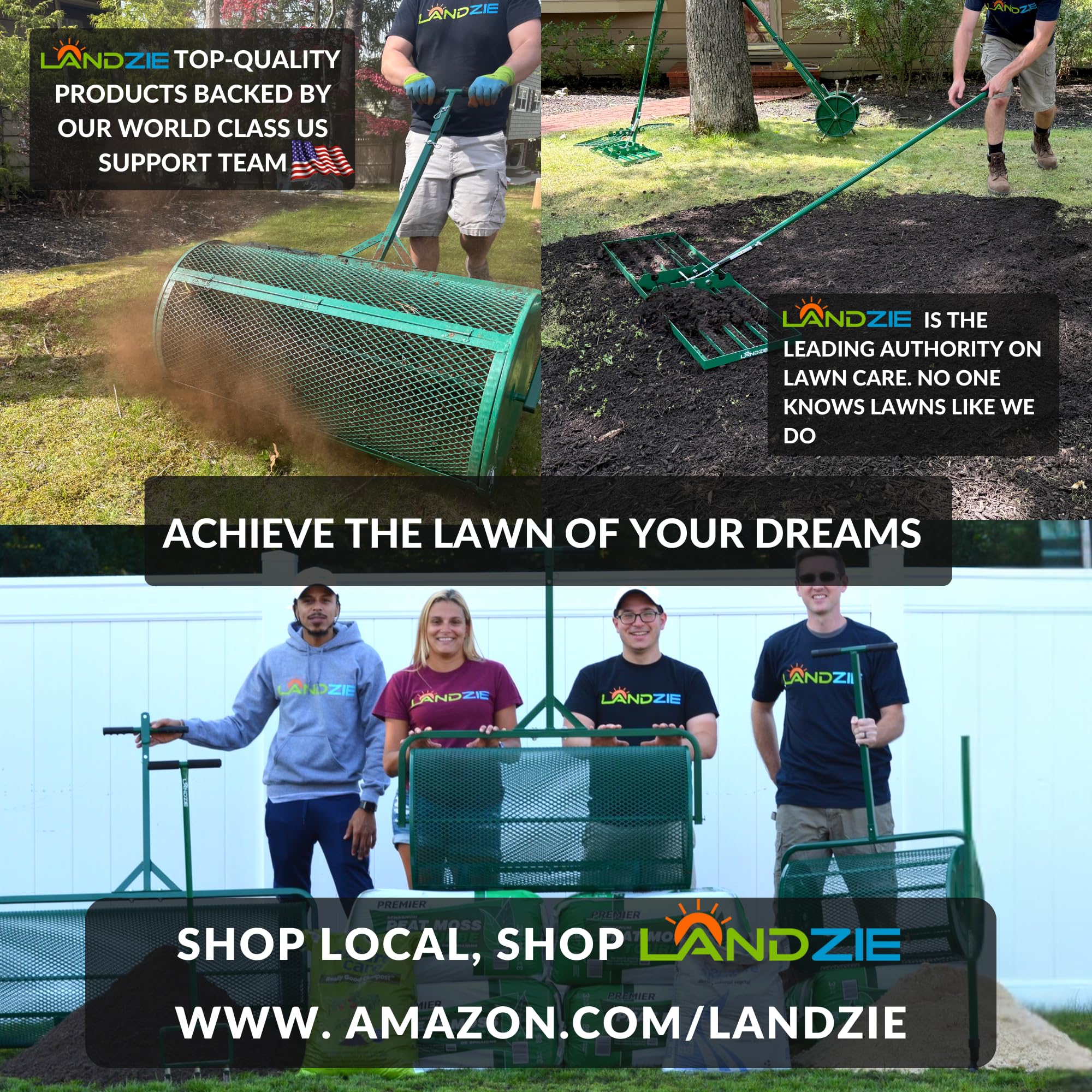 LANDZIE - The Original Lawn Leveling Rake – 24" Steel Handle Yard Leveler, Lawn Level Tool for Creating a Flat Surface - Works for Soil, Dirt, Topdressing, and Ground