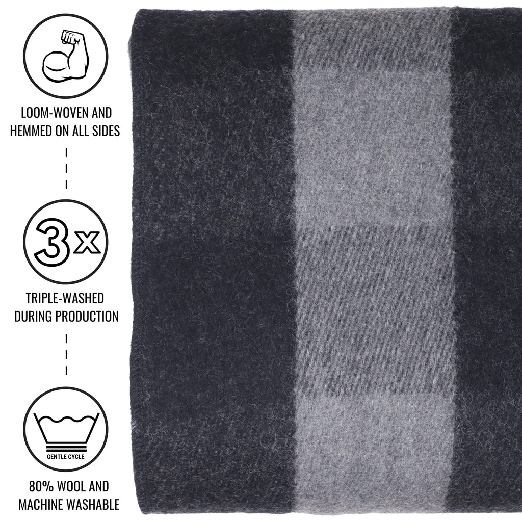 Arcturus Military Wool Blanket - Warm, Thick, Washable - Great for Outdoors, Camping, Stadium Blanket, Picnics, Travel - Car & Bushcraft Survival Kits