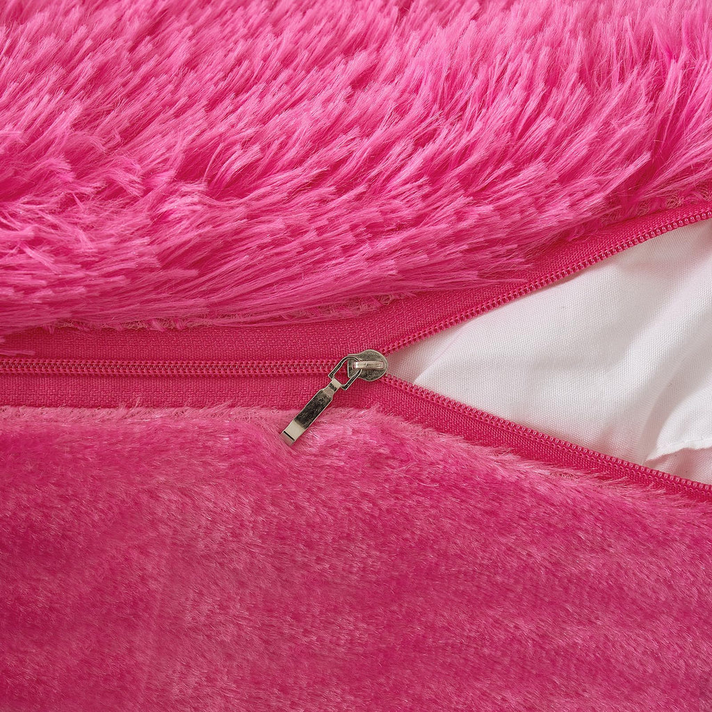 ANRODUO Pack of 2 Baby Pink Throw Pillow Covers Luxury Fluffy Pillows Faux Fur Decorative Pillows Plush Cushion Case Fuzzy Mongolian Merin Style for Bed Couch Sofa Living Room Summer Decor 16x16 Inch