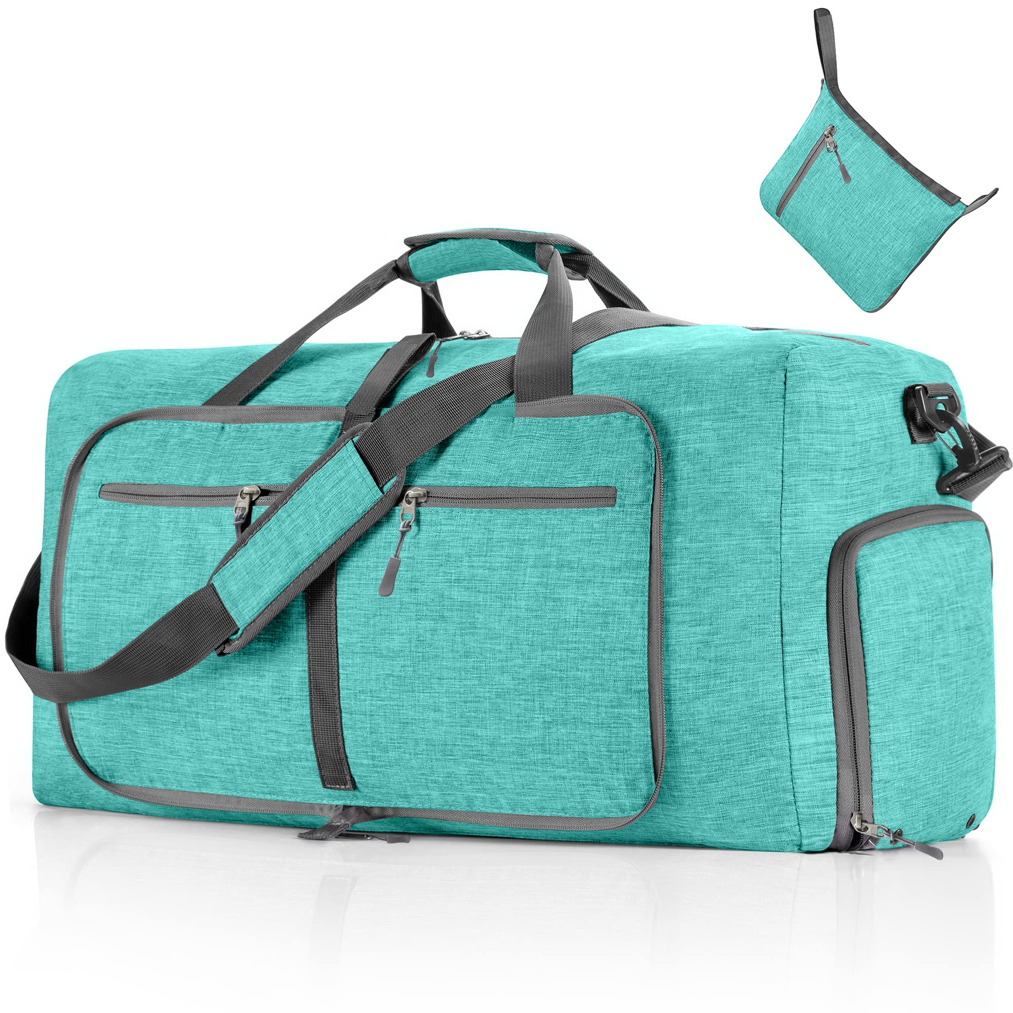 Vomgomfom 65L/85L/115L Foldable Travel Duffle Bag, Lightweight Checked Luggage with Shoe Compartment, Water-Resistant Weekender Overnight Bag for Men & Women