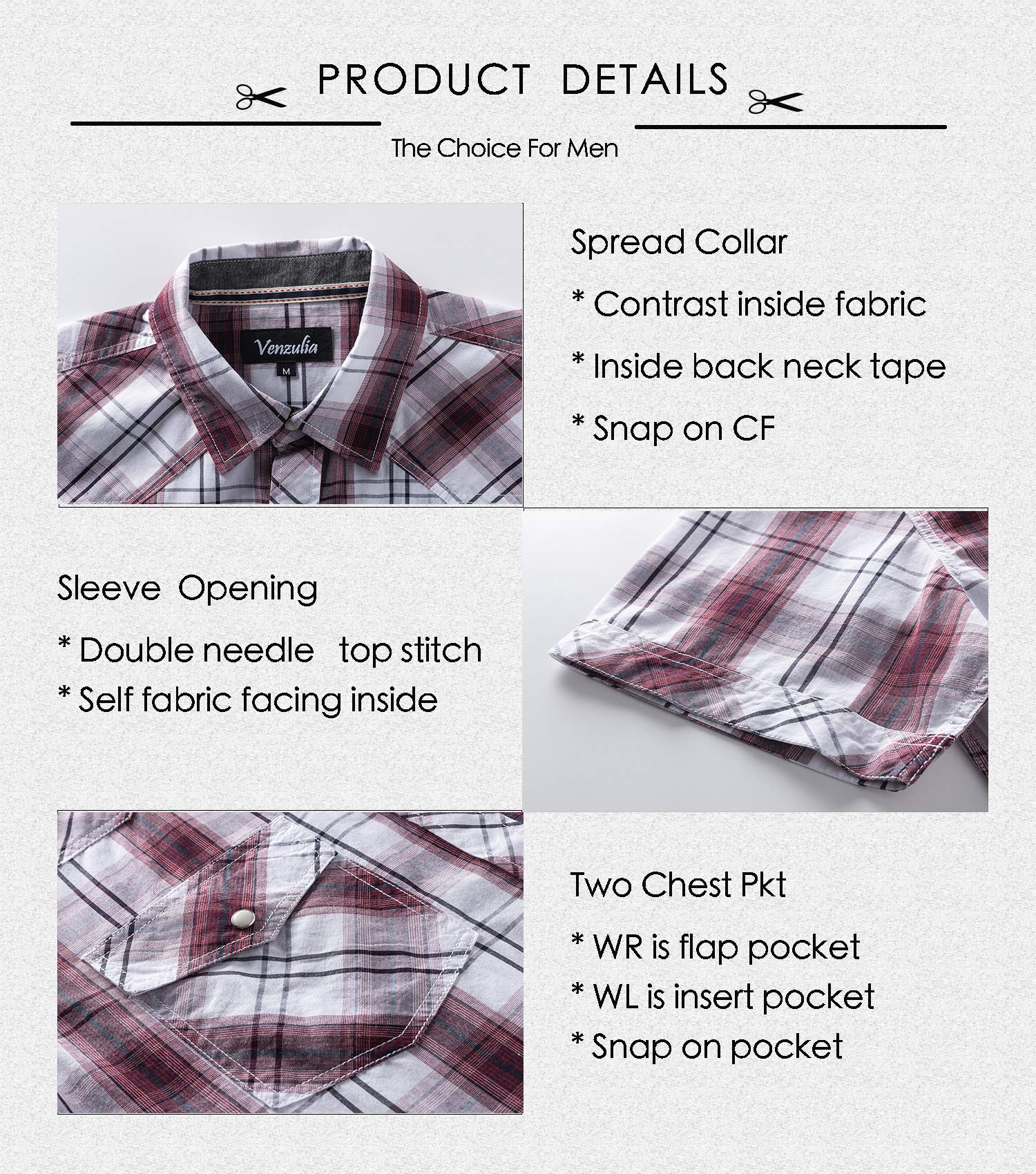 Men's Western Snap Casual Shirt Two Pocket Short Sleeve Shirt