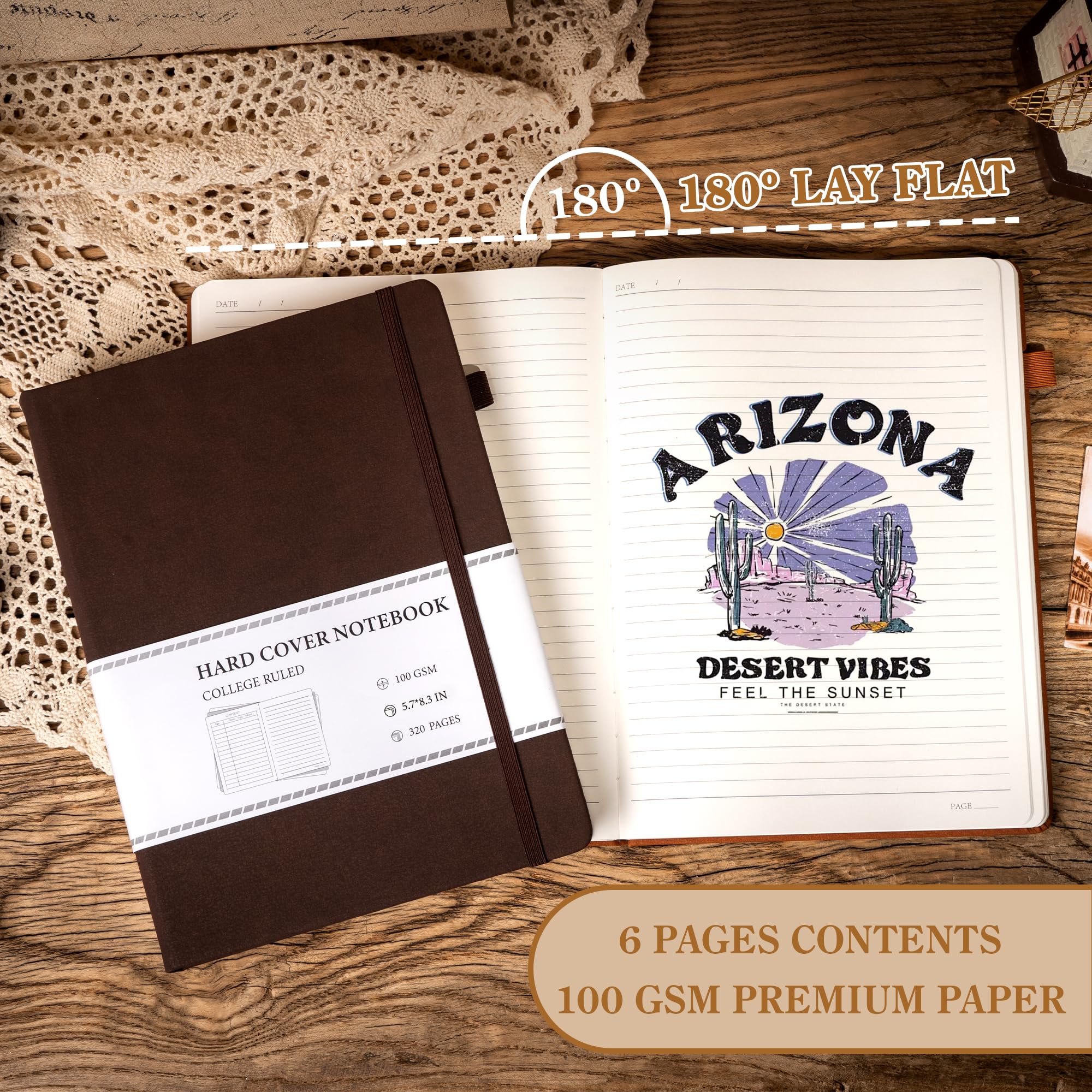 CAGIE Bullet Dotted Journal Notebook 320 Pages 100 GSM Paper Hardcover A5 Dot Grid Notebook Leather Journals for Writing Women Men Work Journaling, Black