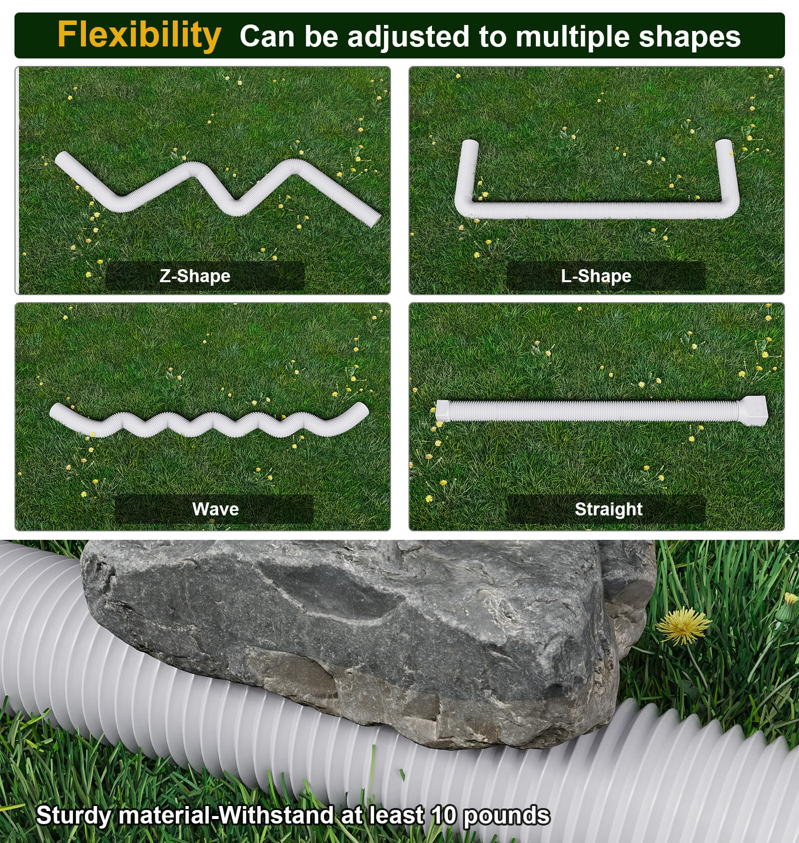 Ogutter Rain Gutter Downspout Extensions, Downspout Extender for Rainwater Drainage Flexible, Down Spout Drain Extension Pipe and Extendable from 21 to 66 Inches (Black)