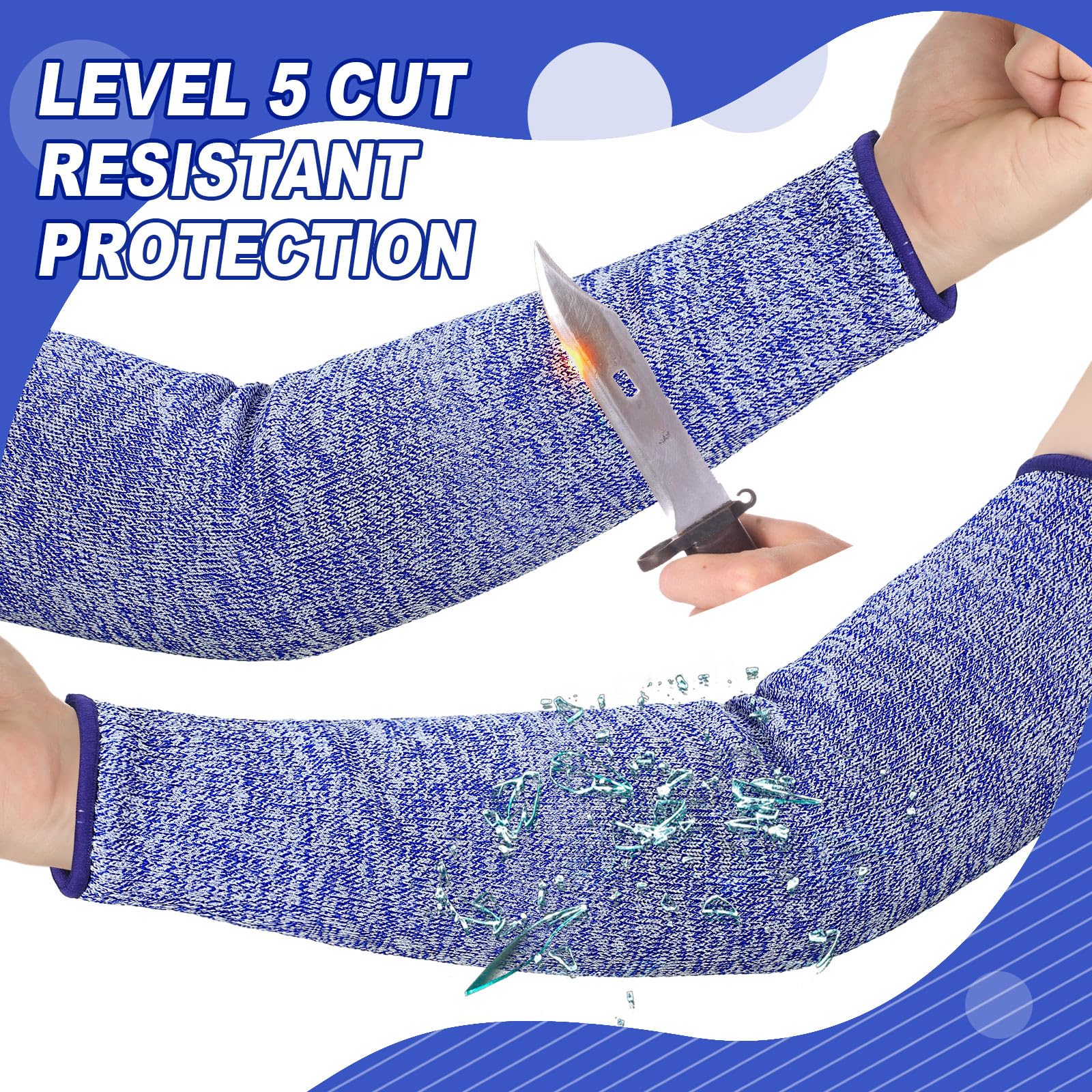 Sintege 3 Pairs Arm Protectors for Thin Skin and Bruising Cut Resistant Forearm Sleeve Level 5 Arm Burn Protection Sleeve (Black,7.9 Inch)