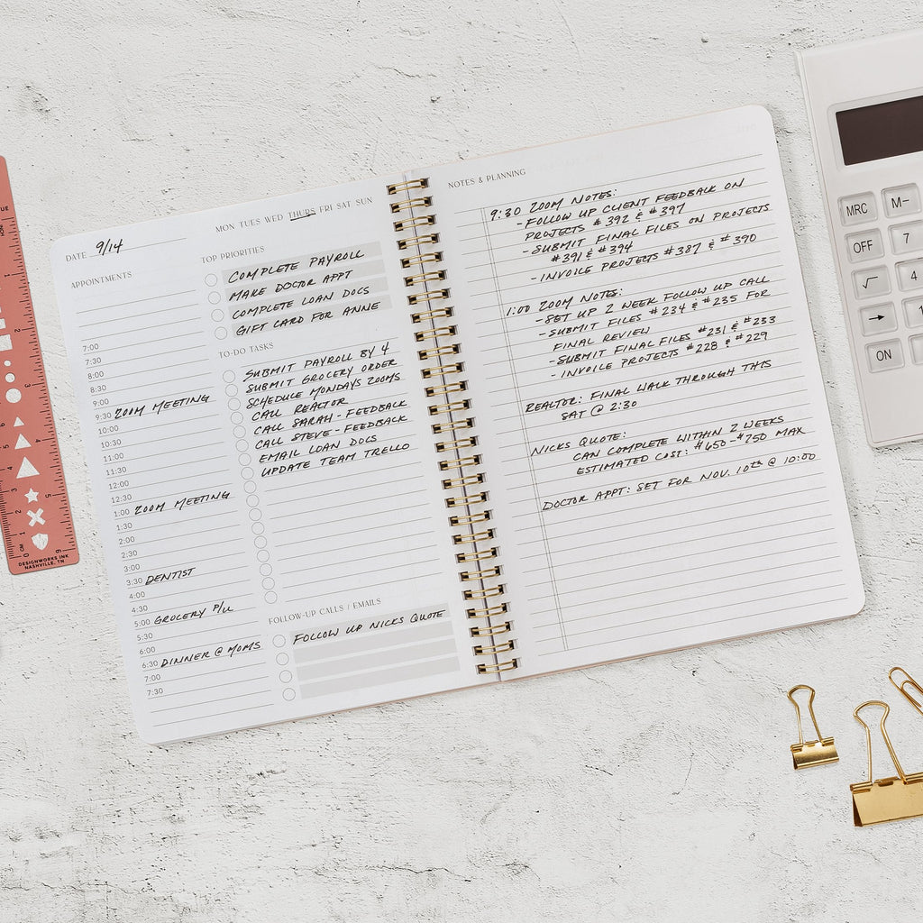 Beautiful Daily Planner And Notebook With Hourly Schedule - Aesthetic Spiral To do List Notepad to Easily Organize Your Tasks And Appointments - Stylish Book And School Or Office Supplies
