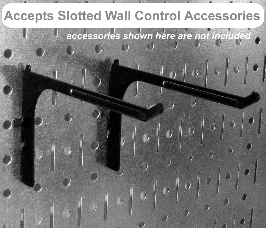 Wall Control 32" x 16" Black Metal Pegboard Pack - 2 Panels & 1 Deep Shelf Assembly, Modern Style, Heavy Duty, Slotted, Secure, Wall Mount, Garage/Workshop/Tool Shed Storage