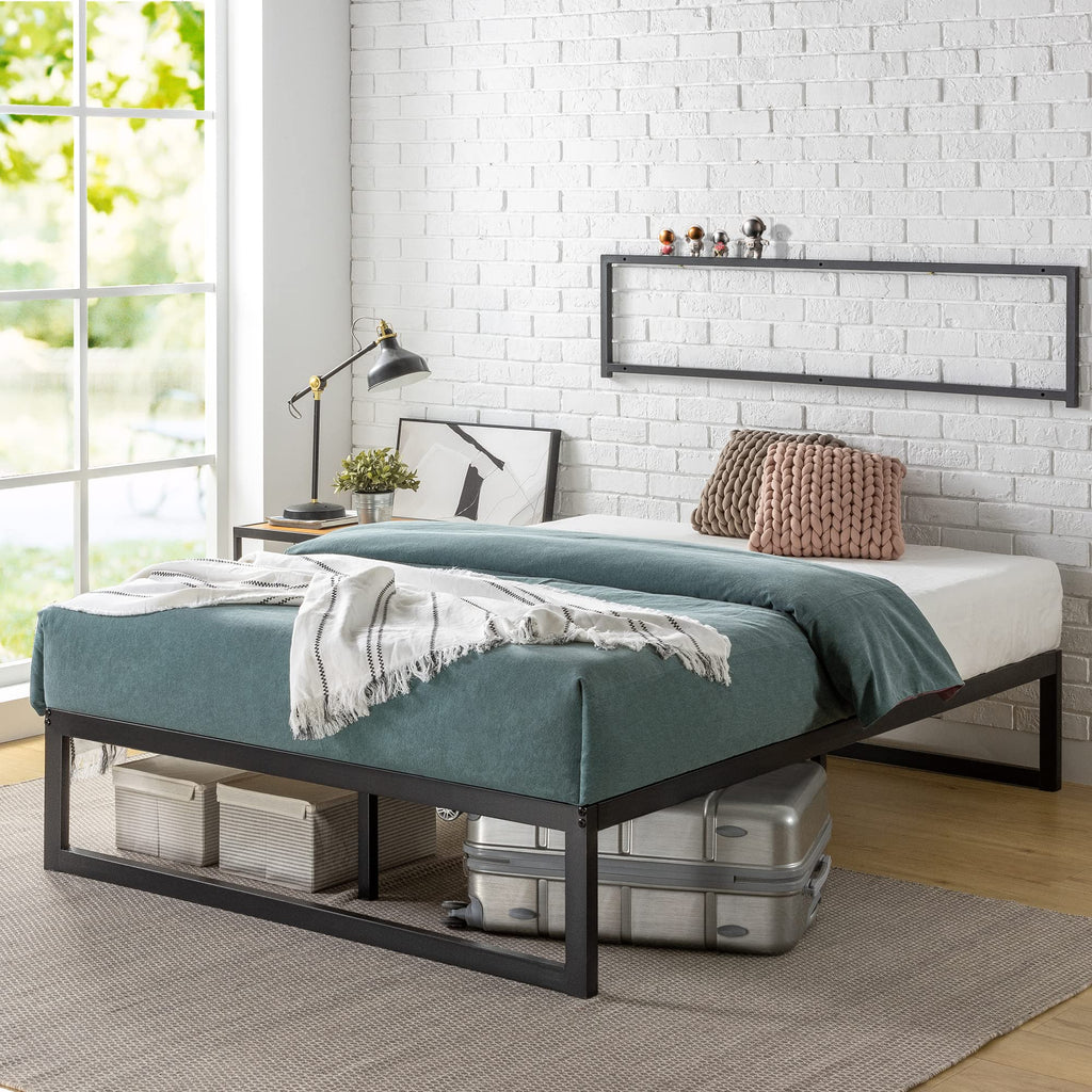 Zinus ABEL 14 Inch Platform Bed Frame, Steel Slat Support, Easy Assembly, No Box Spring Needed, Eco Friendly WonderBox(TM) Packaging, Black, Twin