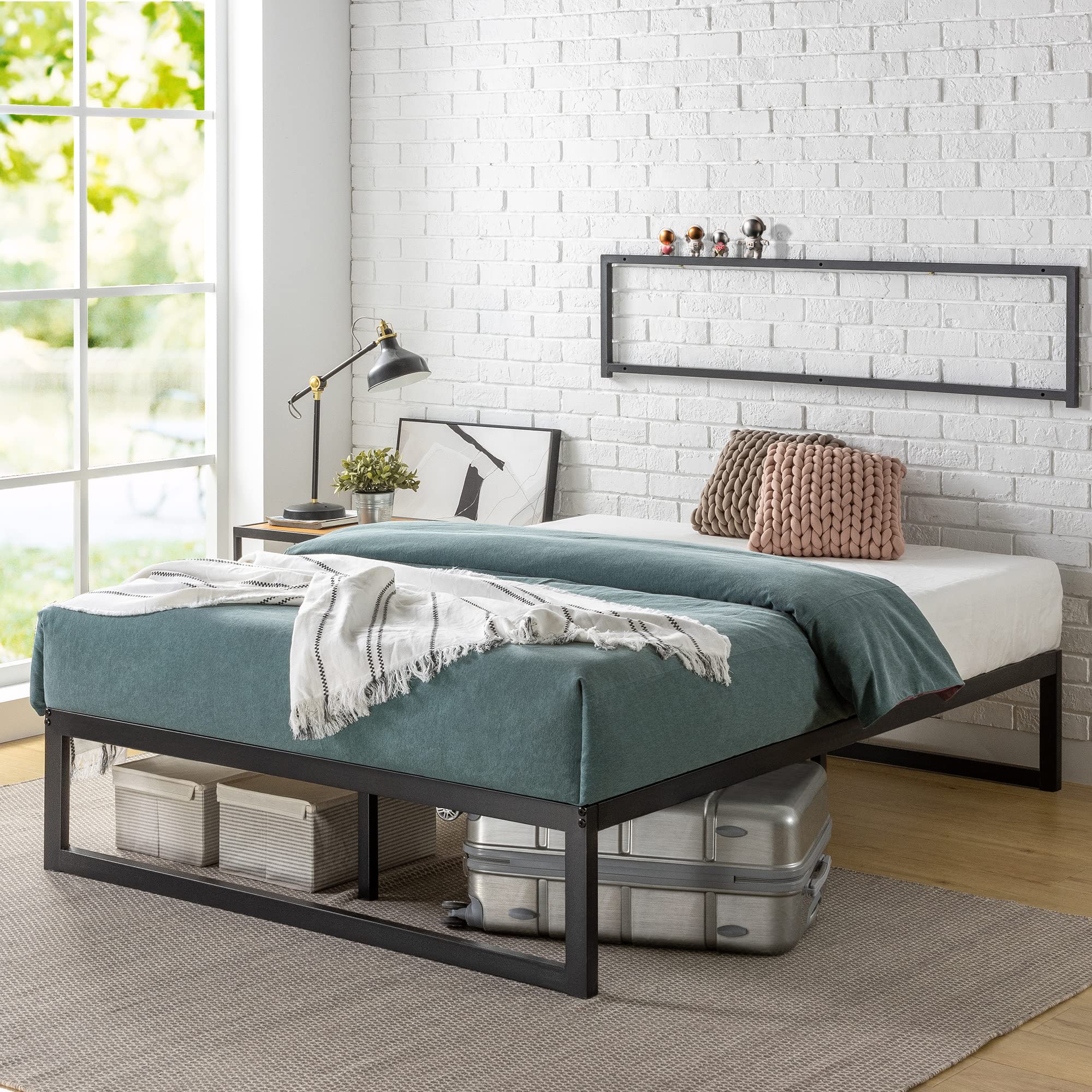 Zinus ABEL 14 Inch Platform Bed Frame, Steel Slat Support, Easy Assembly, No Box Spring Needed, Eco Friendly WonderBox(TM) Packaging, Black, Twin
