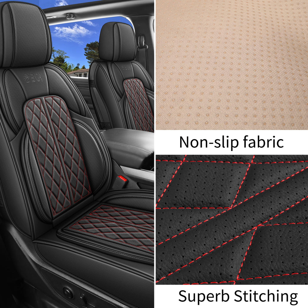 Car Seat Cover Custom Fit for Ford F150 2009-2026 Faux Leather Seat Cover Set Compatible with Regular Cab Super Cab Super Crew Pickup Truck Cushions (Black, Front Seat)