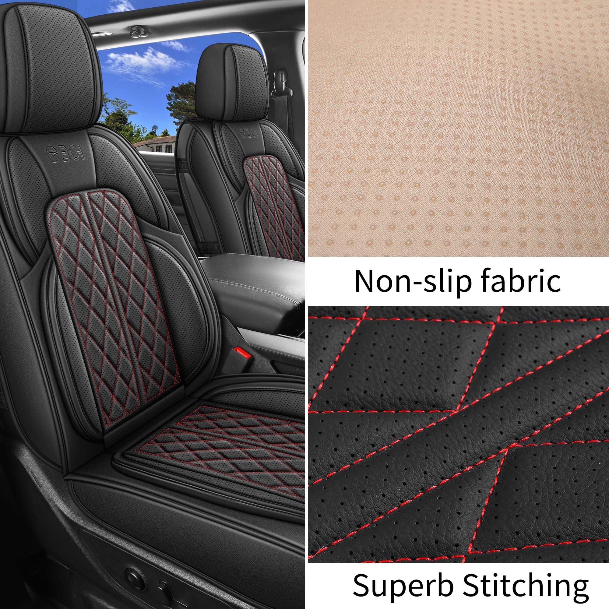 Car Seat Cover Custom Fit for Ford F150 2009-2026 Faux Leather Seat Cover Set Compatible with Regular Cab Super Cab Super Crew Pickup Truck Cushions (Black, Front Seat)