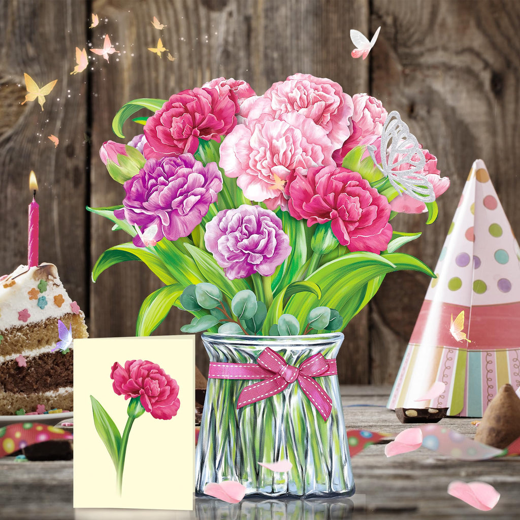 Airpark 3D Pop Up Paper Flowers Bouquet Card 12’‘ with Note & Envelope, Birthday Gifts, Get Well, Thank You, Greeting Cards for Women Mom Wife Friends, Daisies and Butterflies