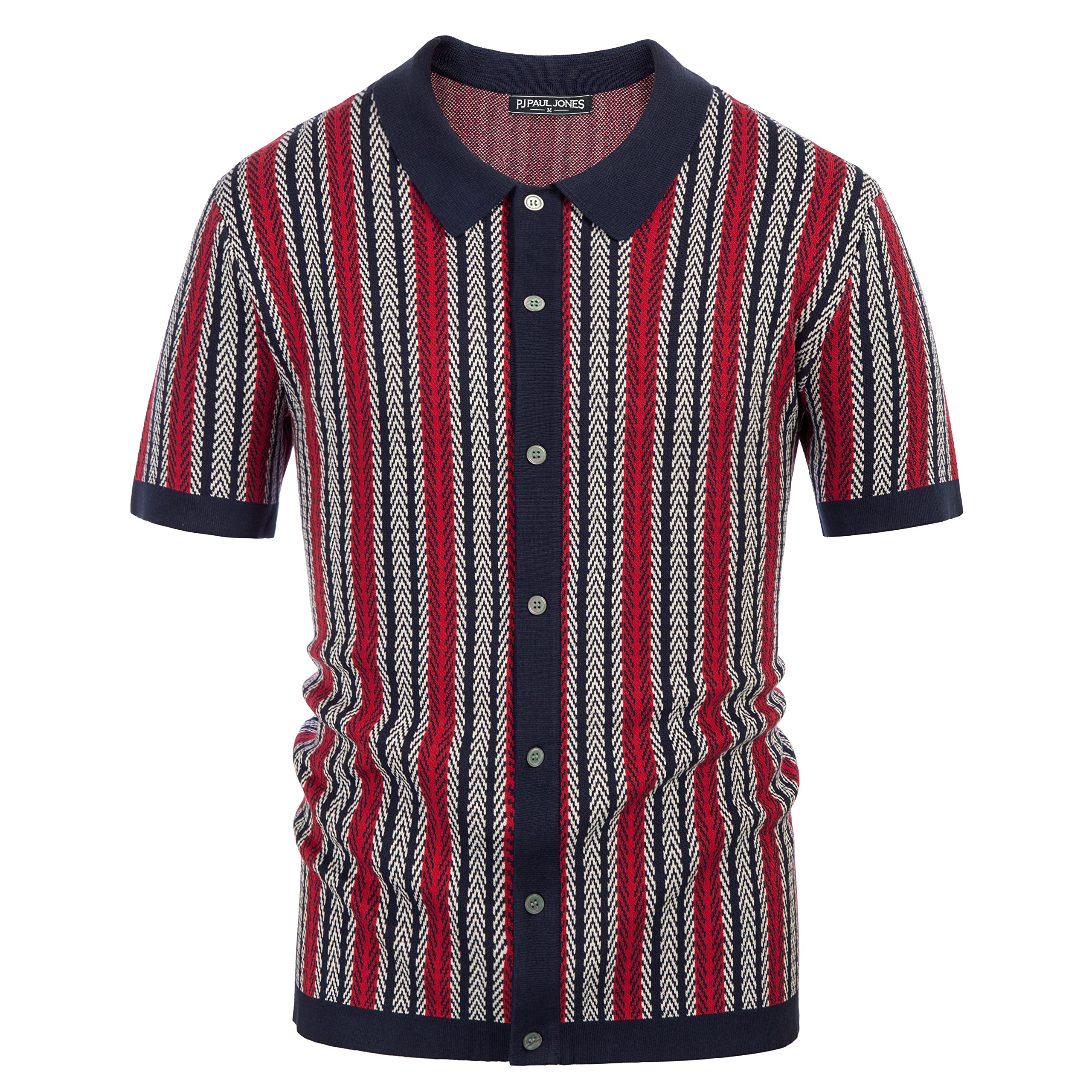 PJ PAUL JONES Men's Polo Shirts Retro Knit Shirt Vintage Striped Shirt