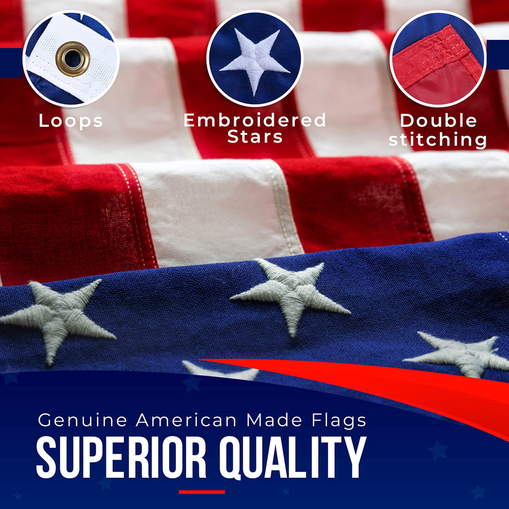 2X3 American Flag for Outside | American Flag Made in USA Heavy Duty American Flags for Outside 2X3 with Embroidered Stars and Sewn Stripes - All Weather US