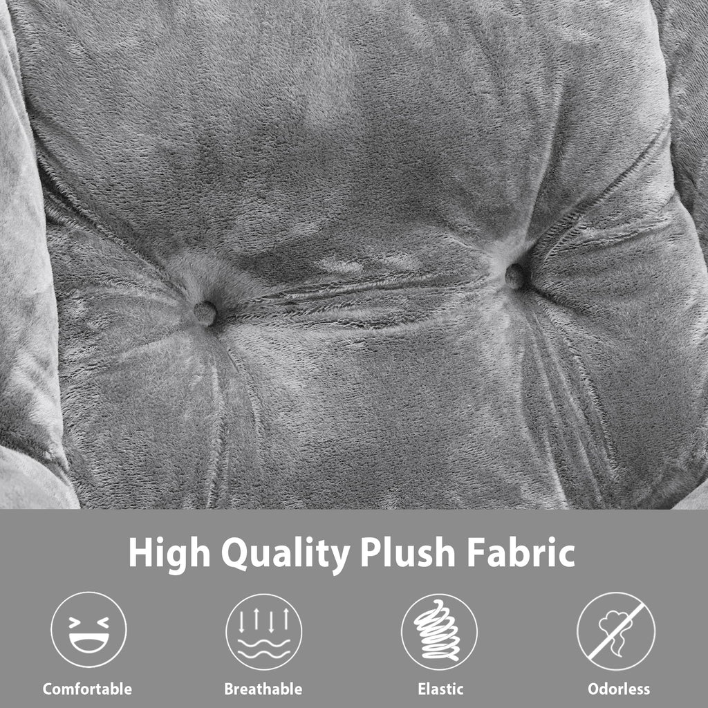 Youtanic Lazy Chair with Folding Ottoman, Accent Chair Velvet Upholstered with Metal Structure and Non-Slip Pads, Sofa Armchair with Footrest and Side Storage Bag for Dorm, Room, Office, Beige