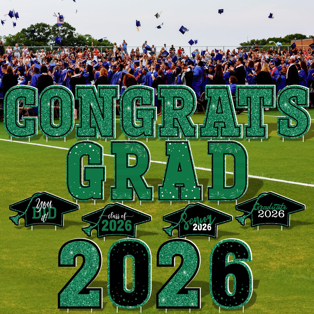 HOVACY 20 PCS Black Gold Graduation Yard Signs Class of 2026 | Black Gold 20 PCS, 40 Stakes, 11.57 x 16.14 in, Corrugated Plastic, Waterproof, Congrats Grad Sign, Graduation Sign