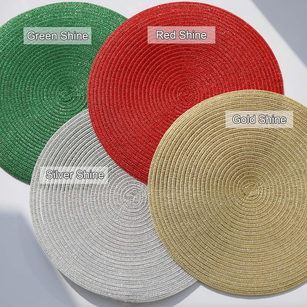 AHHFSMEI Round Placemats Set of 6 Heat Resistant Washable Non-Slip Woven Braided Table Mats for Dining Table Kitchen & Home Decor (Beige)