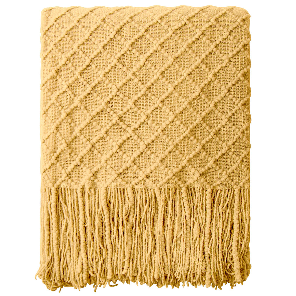 NTBAY Acrylic Knitted Throw Blanket, Lightweight and Soft Cozy Decorative Woven Blanket with Tassels for Travel, Couch, Bed, Sofa, 51x67 Inches, Grey Wave