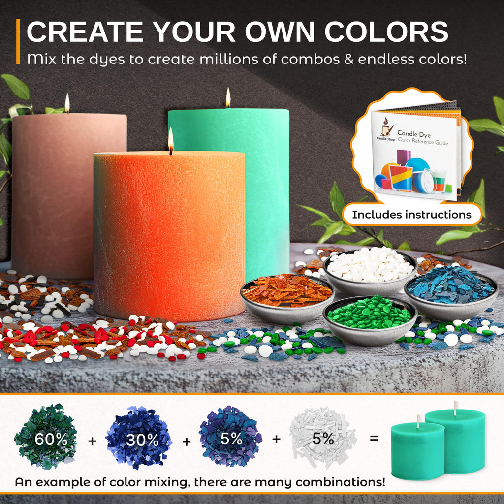 Liquid Candle Wax Dye for Soy Candle Making - 16 Popular Candle Dye Coloring Set - Premium Liquid Candle Wax Coloring - Highly Concentrated Candle Colors