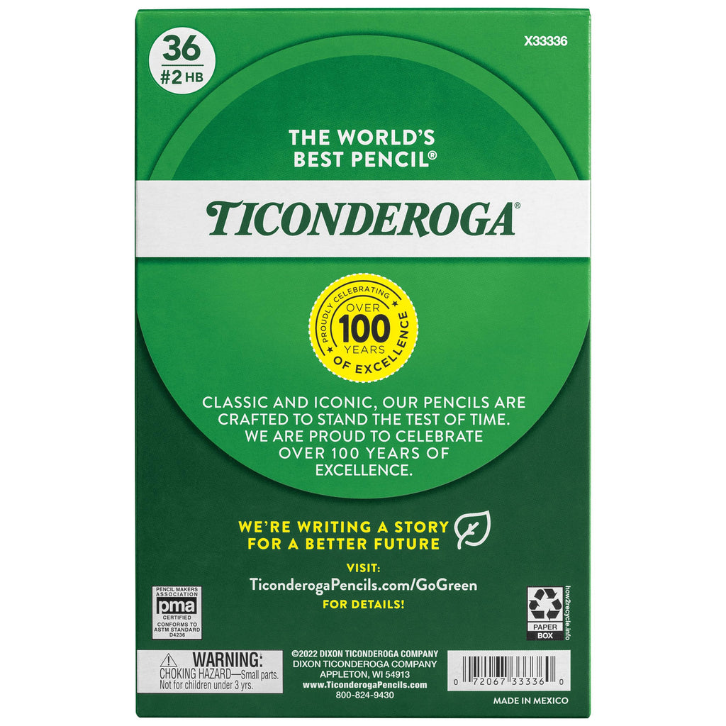 Ticonderoga My First Wood-Cased Pencils, #2 HB Soft, With Eraser, Yellow (X3336) (Pack of 6, 216 Count Total)