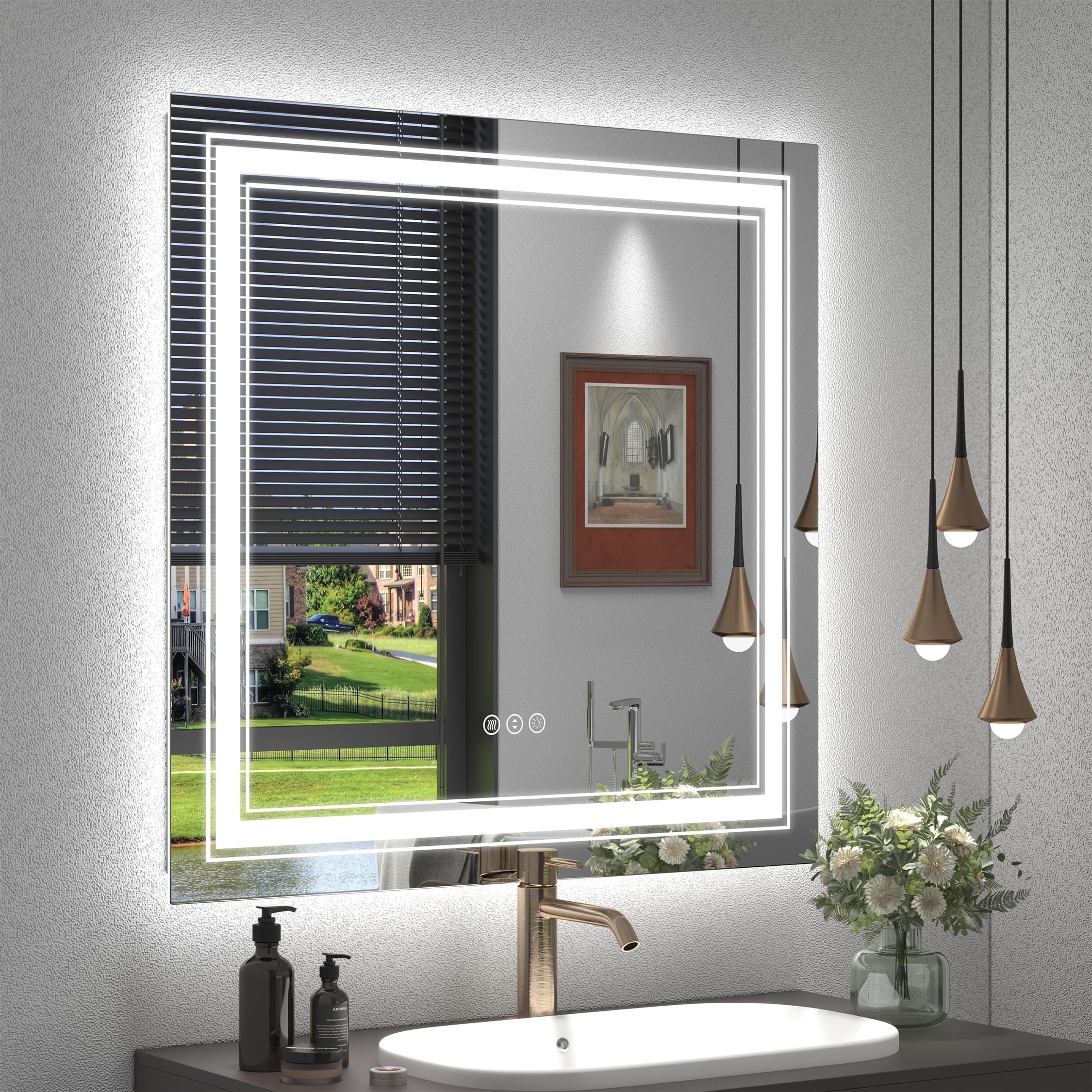 20x28 LED Bathroom Mirror, Vanity Mirror with Lights, Backlit and Front lit Mirror for Wall, Dimmable, Anti-Fog, Shatterpoof, Memory (Horizontal/Vertical)