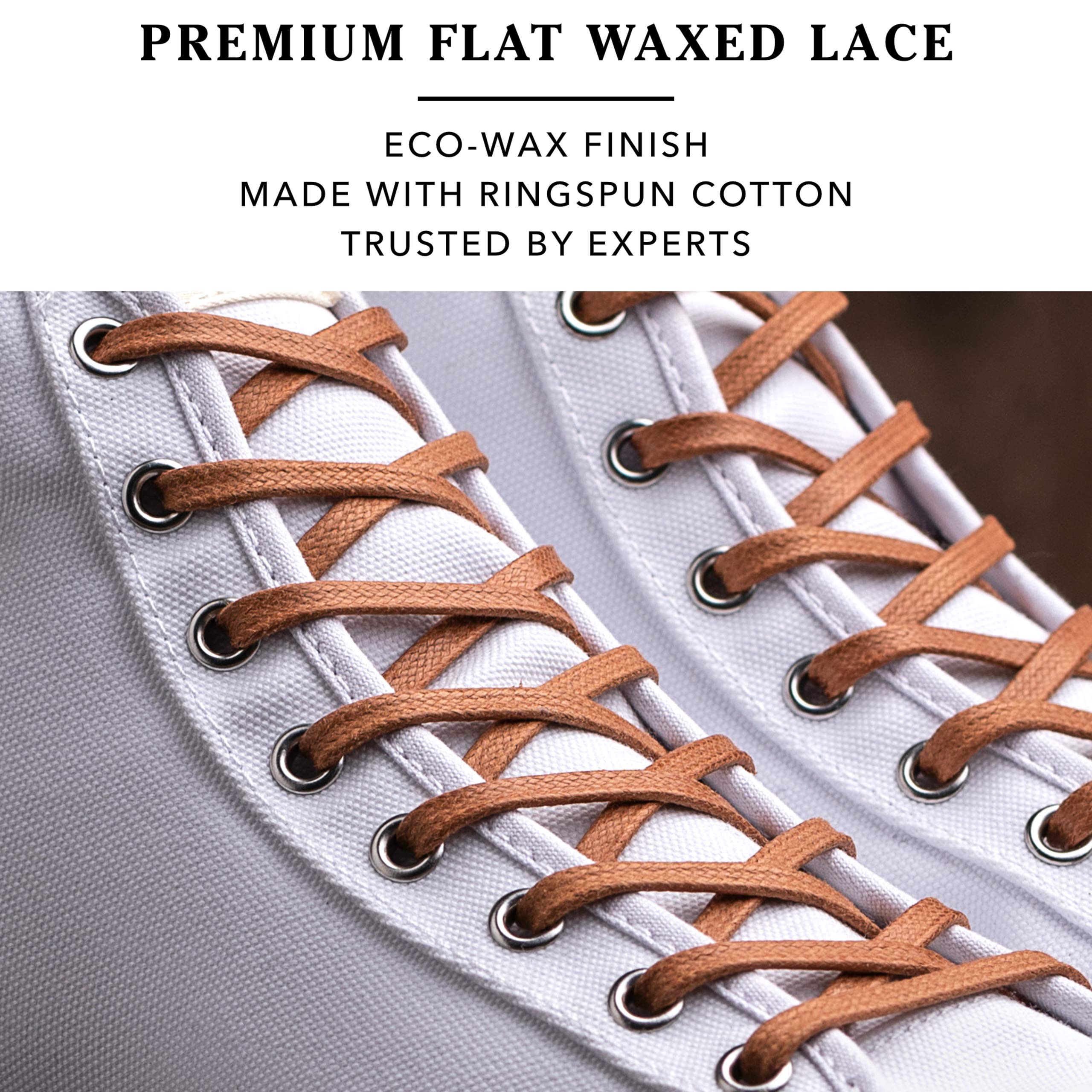 Premium Flat Waxed Cotton Boot Laces - Cobbler's Choice Shoe Laces - Durable and Beautiful!