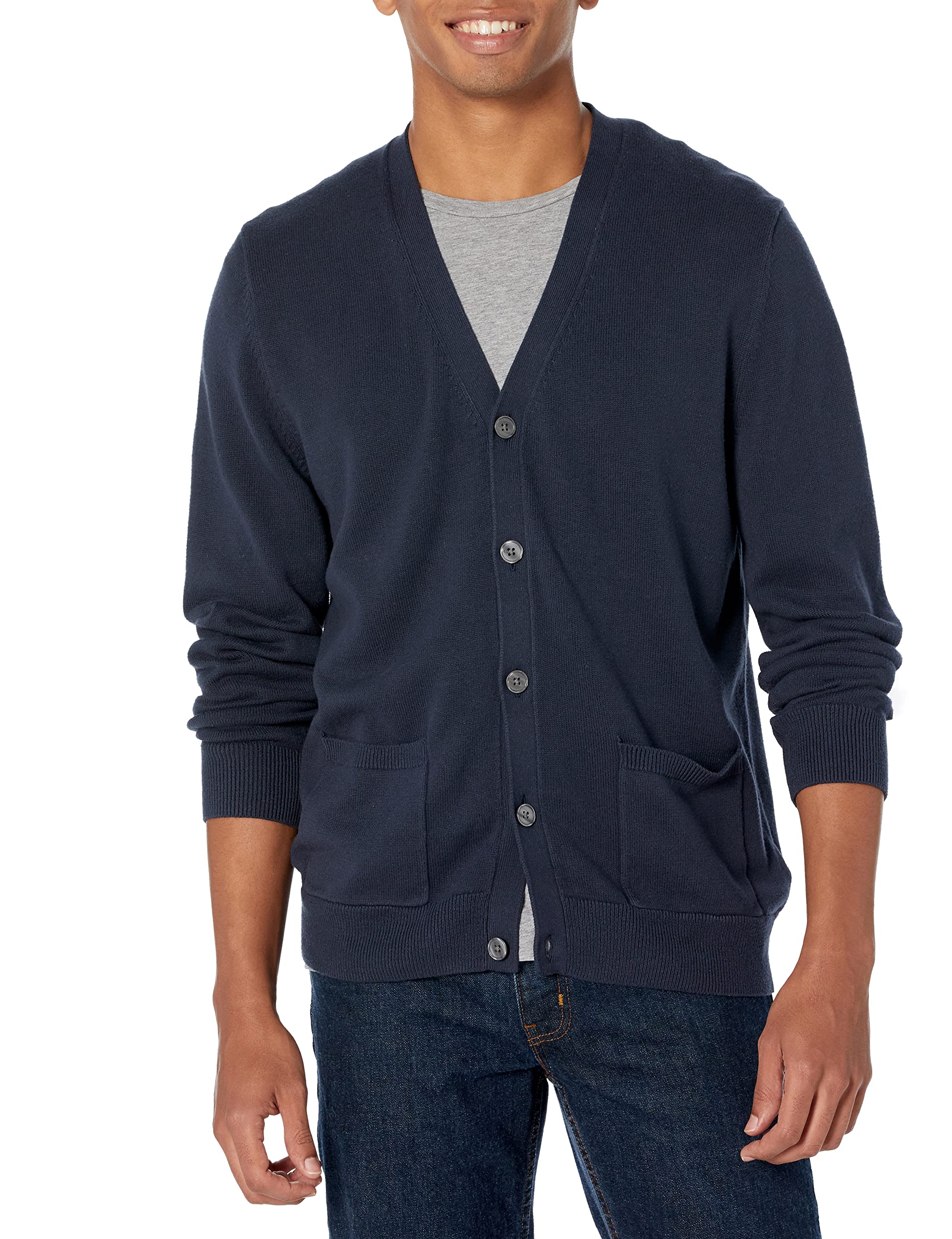 Amazon Essentials Men's V-Neck Cotton Cardigan Sweater