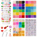 Goldwise Friendship Bracelet Kit - 4 Boxes, 48 Colors Clay & 4mm Seed Beads, Letter Beads, Charms for Jewelry & Bracelet Making for Gifts & Parties