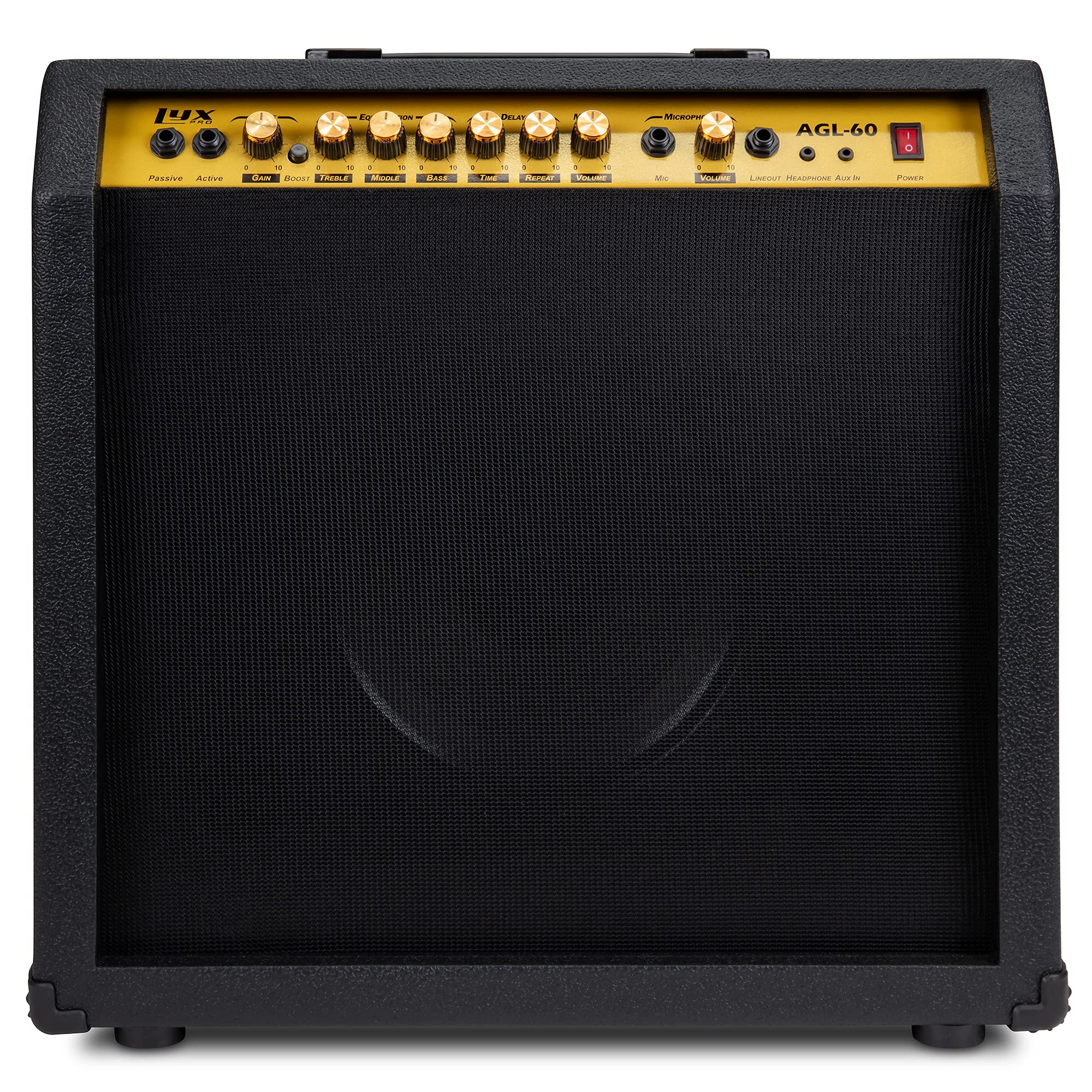 LyxPro Electric Guitar Amp 20 Watt Amplifier Built in Speaker Headphone Jack and Aux Input Includes Gain Bass Treble Volume and Grind - Black