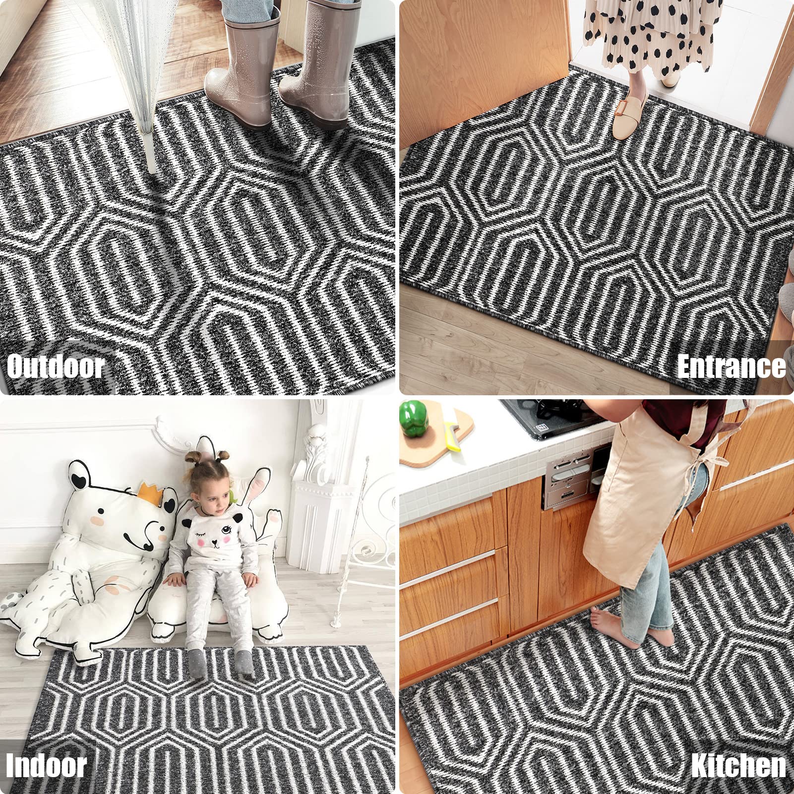 Indoor Doormat 24"x 36", Absorbent Front Back Door Mat Floor Mats, Rubber Backing Non Slip Door Mats Inside Mud Dirt Trapper Entrance Door Rug Carpet, Machine Washable Low Profile-Brown Time Cloister