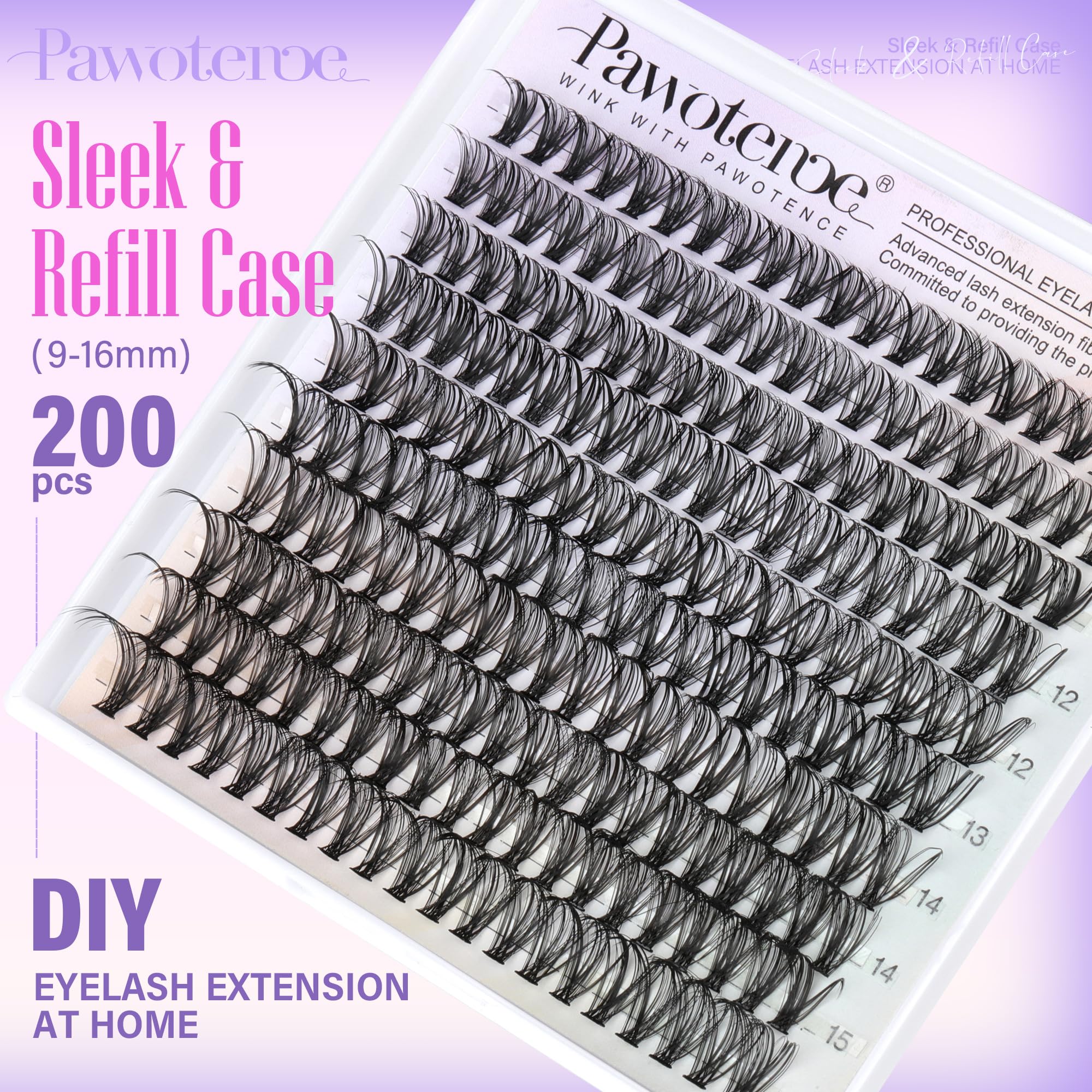 Pawotence Lash Extension Kit DIY 280pcs Individual Lash Clusters Kit 20D&30D Natural 9-15mm Cluster Eyelash Extensions Kit with Lash Bond and Seal, Tweezers for Self Use (20D&30D, 0.07D, 9-15mm, Kit)