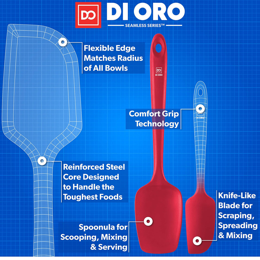 DI ORO Silicone Spatula Set - Rubber Kitchen Spatulas for Baking, Cooking, & Mixing - 600°F Heat-Resistant & BPA Free Silicone Scraper Spatulas for Nonstick Cookware - Dishwasher Safe (5pc, Black)
