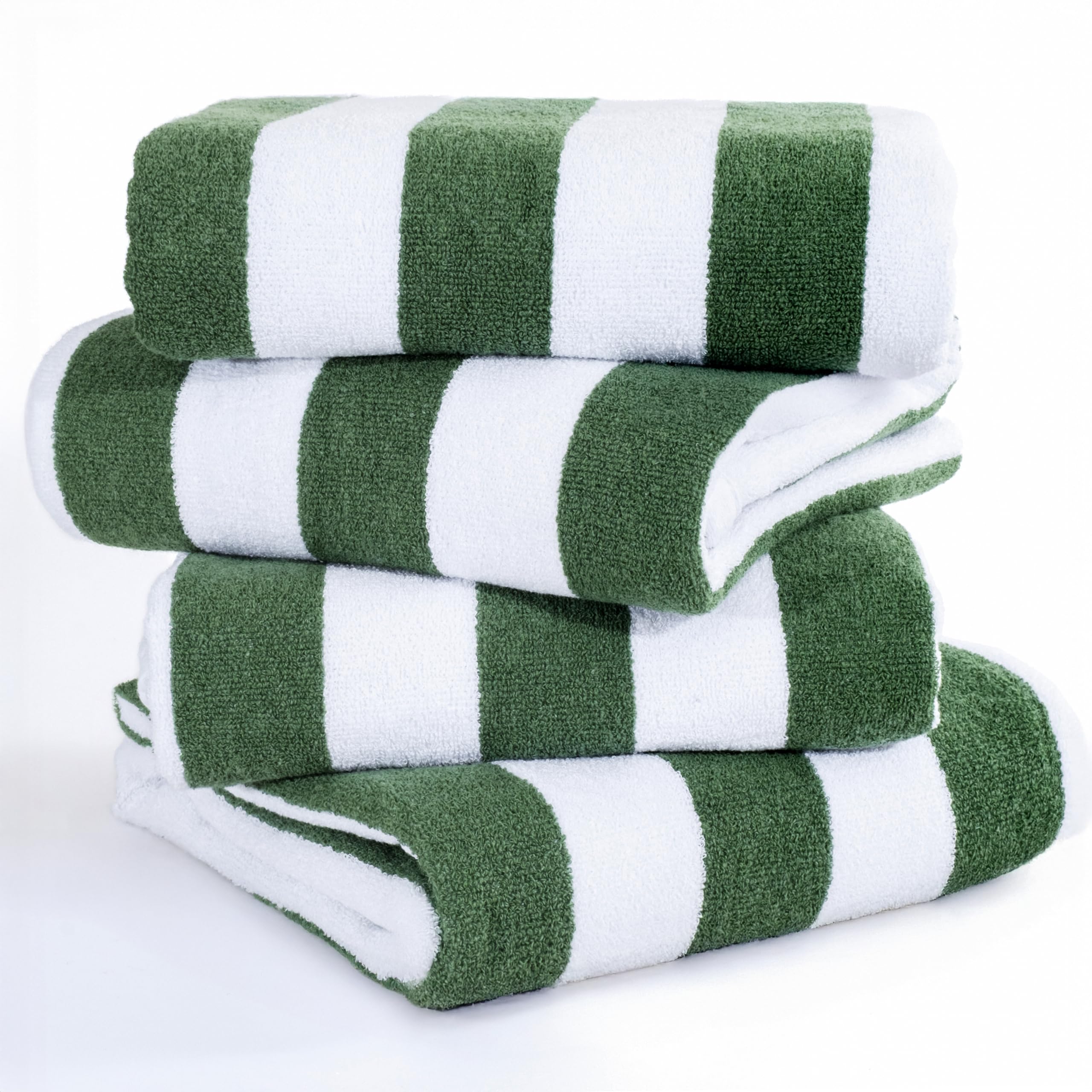 American Soft Linen Cabana Striped Beach Towels, 30x60 inch 4 Piece Oversize Pool Towels, Quick Drying Sand Free Swim Towels, Beige