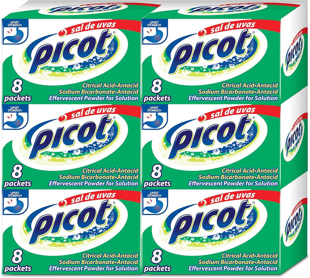 Sal de Uvas Picot, Effervescent Powder Solution, Antacid, 0.17 Oz, 8 Count (Pack of 6) Antacid Packets