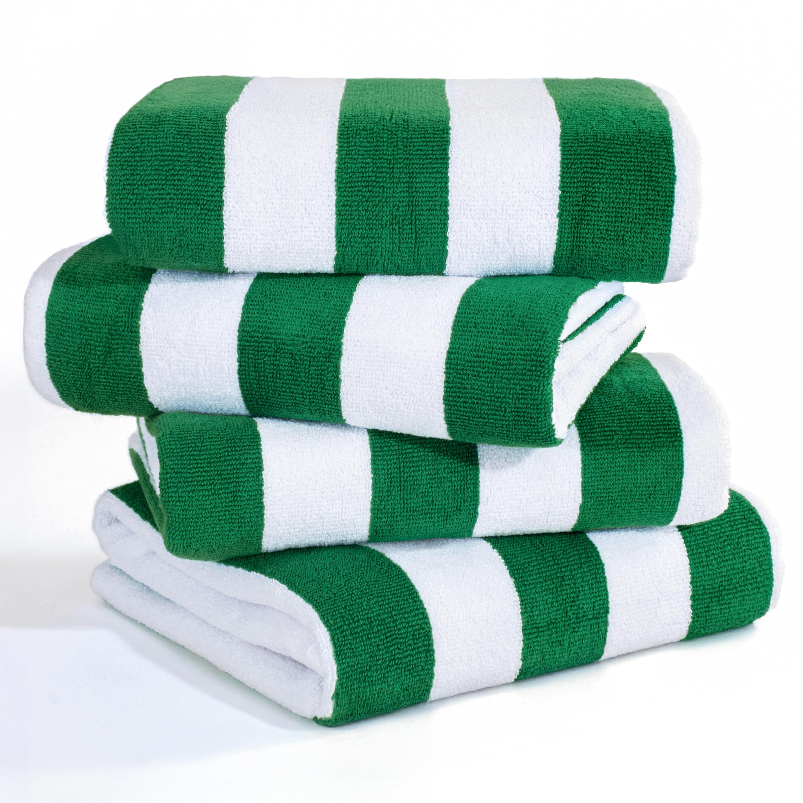 American Soft Linen Cabana Striped Beach Towels, 30x60 inch 4 Piece Oversize Pool Towels, Quick Drying Sand Free Swim Towels, Beige