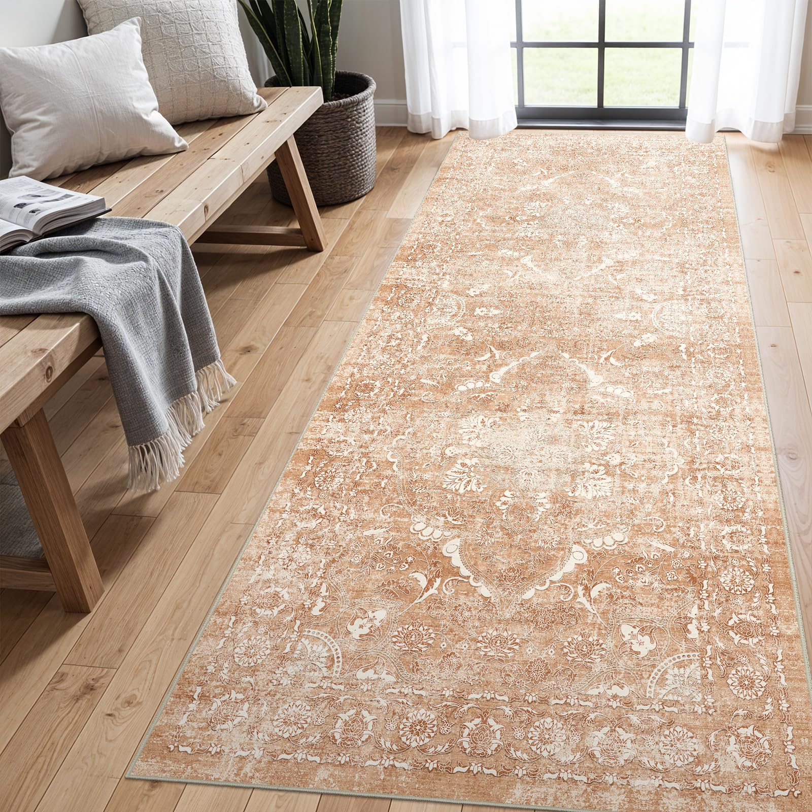 2x5 Washable Kitchen Runner Rug - Soft Low Pile Floral Animal Cat Print Rugs with Non-Slip Backing Waterproof Stain-Resistant Indoor Carpet for Hallway Entryway Bathroom Bedroom (Black)