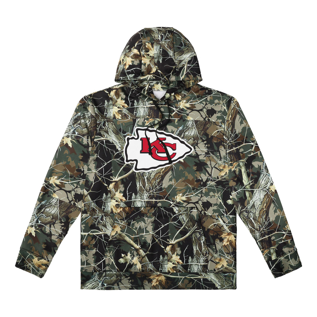 FOCO NFL Men's Official Sideline Hunter Camo Primary Logo Performance Pullover Hoodie Sweatshirt