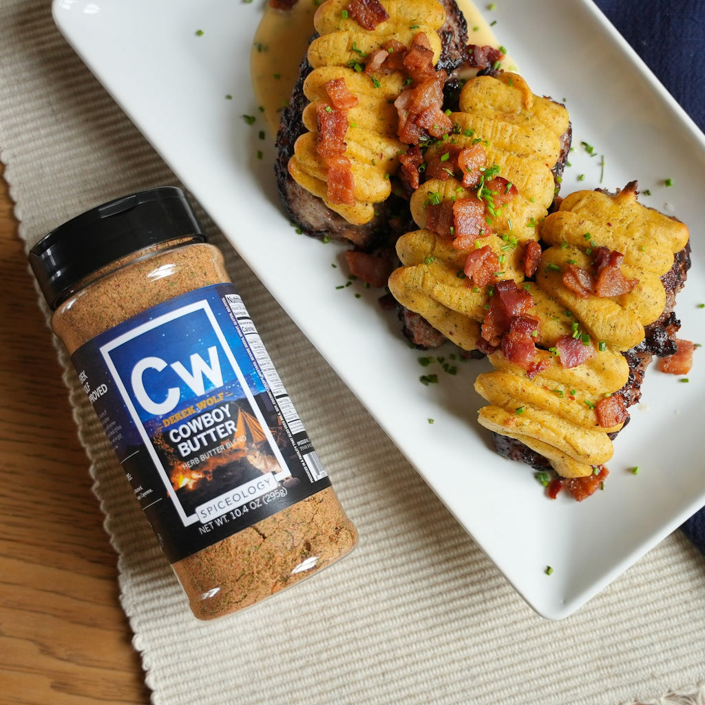 Spiceology – Derek Wolf Cowboy Butter Seasoning – Bold & Buttery Blend with Garlic, Smoked Paprika & Mustard – Perfect for Beef Brisket, Pork Chops, Chicken Thighs & Steak – 10.4 oz